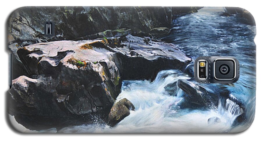 Landscape Galaxy S5 Case featuring the painting Betws-y-Coed Waterfall by Harry Robertson