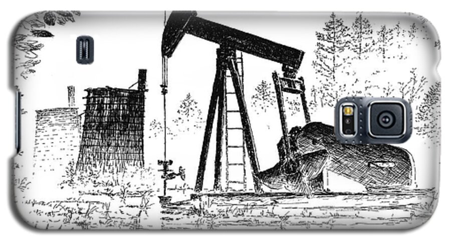 Big Thicket Galaxy S5 Case featuring the drawing Big Thicket Oilfield by Randy Welborn