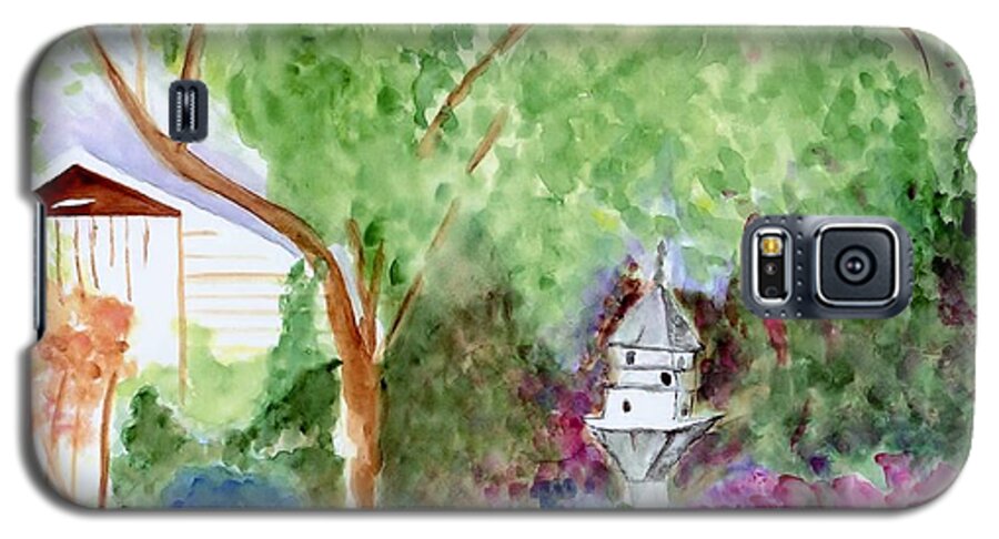 Birdhouse Galaxy S5 Case featuring the painting Birdhouse by Jamie Frier