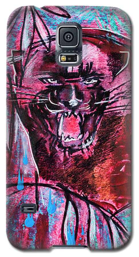 Panter Galaxy S5 Case featuring the drawing Black panther, original painting by Ariadna De Raadt
