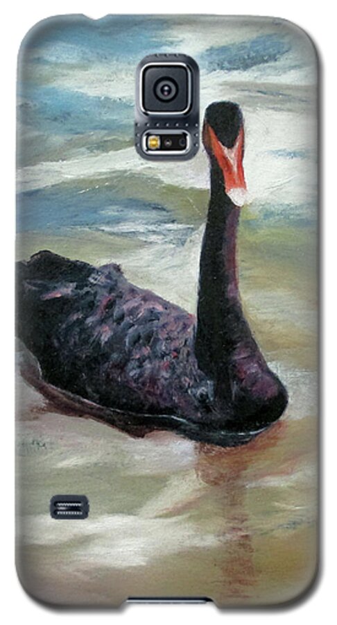 Wildlife Galaxy S5 Case featuring the painting Black Swan by Roseann Gilmore