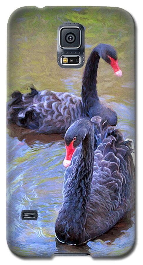 Swan Galaxy S5 Case featuring the photograph Black Swans by Susan Rissi Tregoning