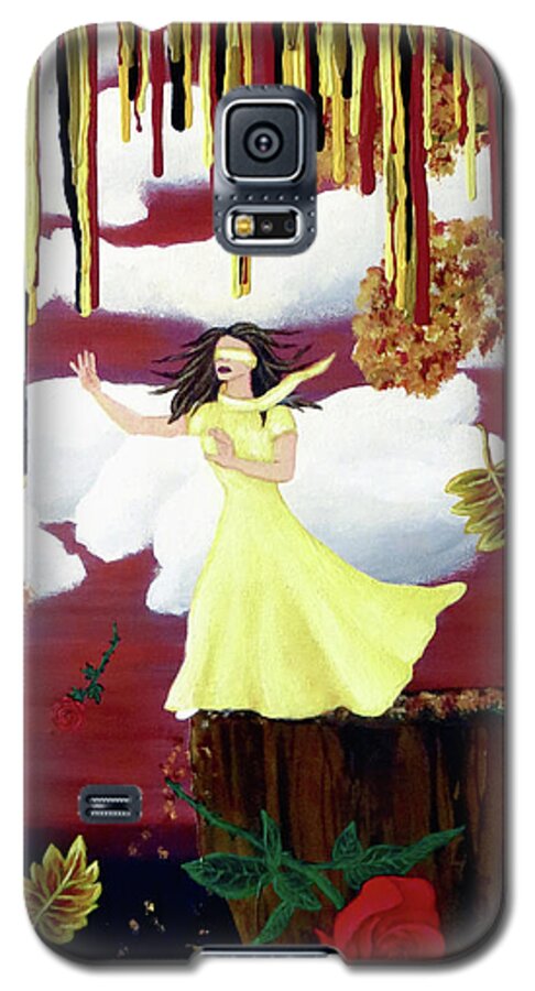 Autumn Galaxy S5 Case featuring the painting Blinded by Love by Teresa Wing