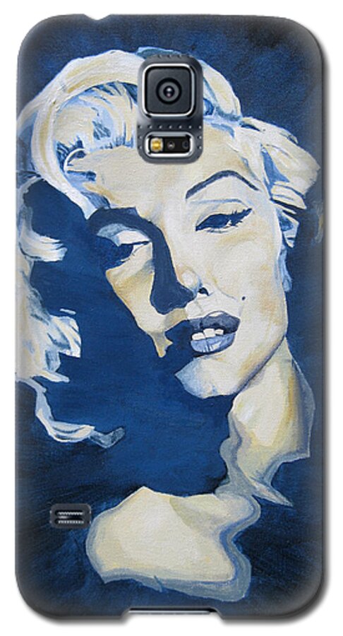 Marilyn Monroe Galaxy S5 Case featuring the painting Blue and Gold Marilyn by Michael Morgan