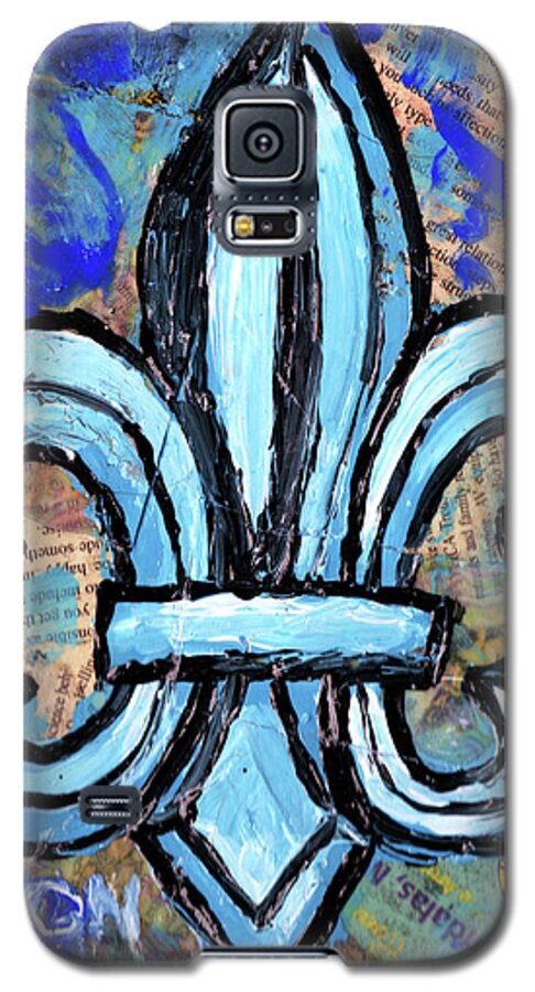 Classic Galaxy S5 Case featuring the mixed media Blue Fleur De Lis by Genevieve Esson