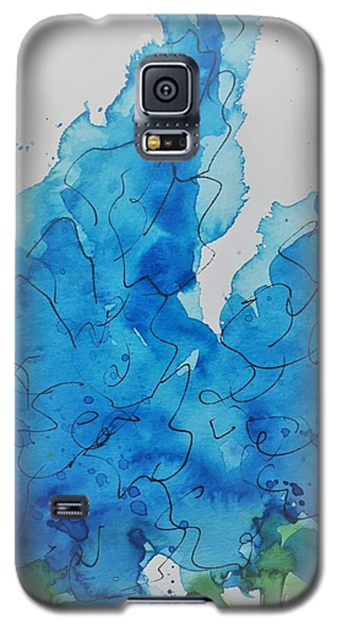 Blue Flowers Galaxy S5 Case featuring the painting blue Flowers 1 by Britta Zehm
