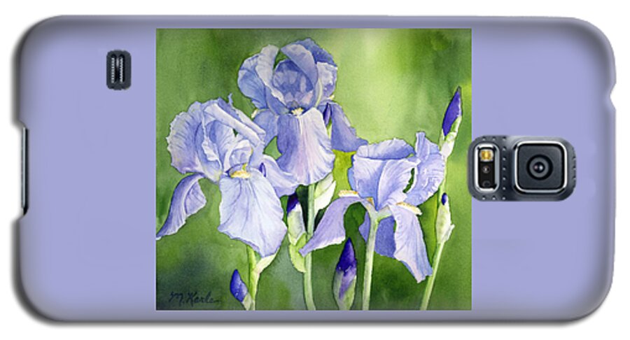 Flower Galaxy S5 Case featuring the painting Blue Iris by Marsha Karle