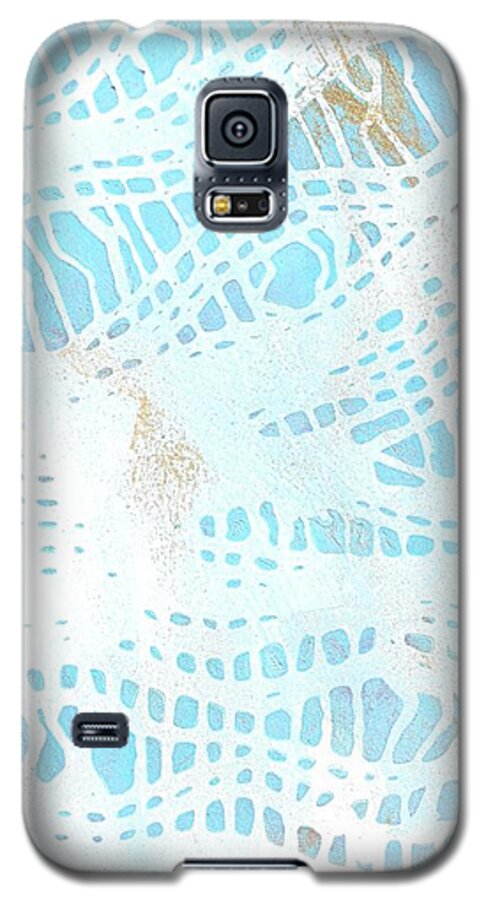 Monoprint Galaxy S5 Case featuring the painting Blue Monoprint 3 by Cynthia Westbrook