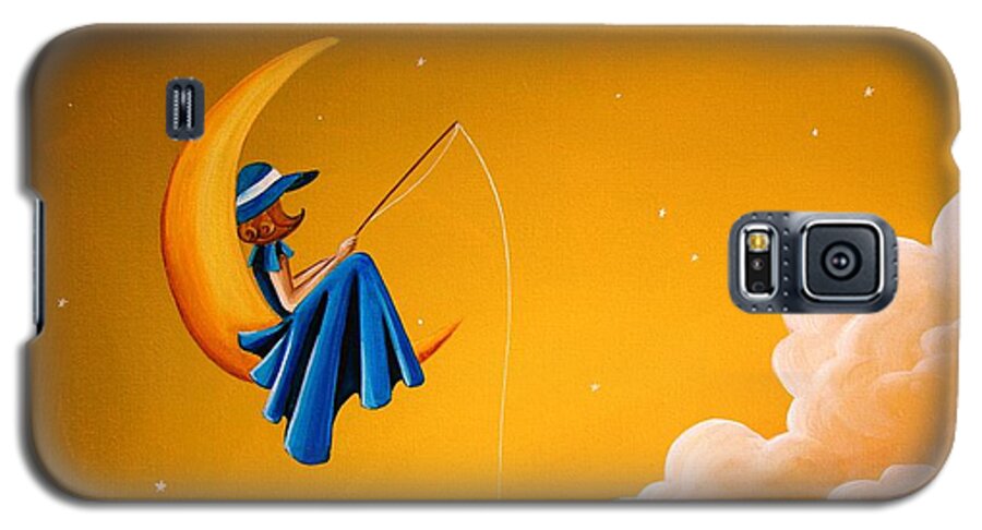 Girl Galaxy S5 Case featuring the painting Blue Moon by Cindy Thornton