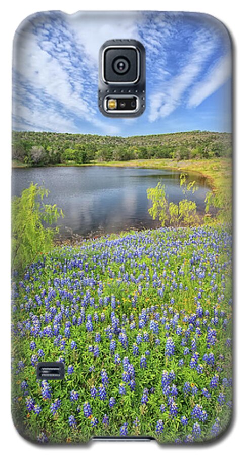Llano County Galaxy S5 Case featuring the photograph Bluebonnet Lake Skies by Sylvia J Zarco