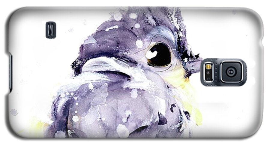 Bird In Snow Galaxy S5 Case featuring the painting Blustery by Dawn Derman