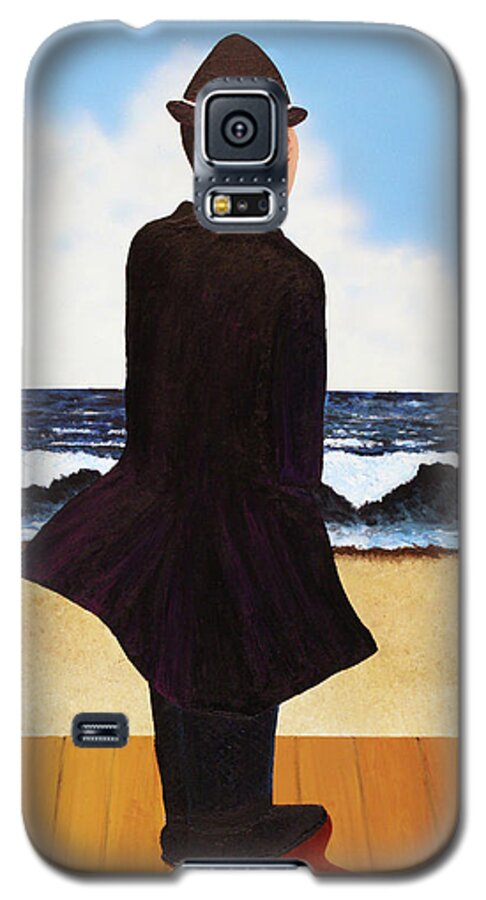 Seascape Galaxy S5 Case featuring the painting Boardwalk Man by Thomas Blood