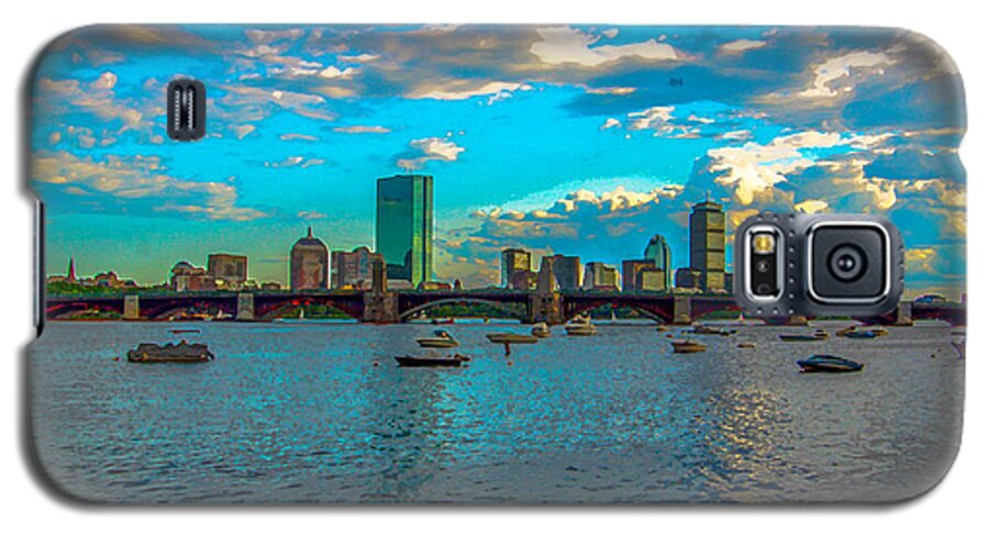 Boston Galaxy S5 Case featuring the photograph Boston Skyline Painting Effect by Brian MacLean
