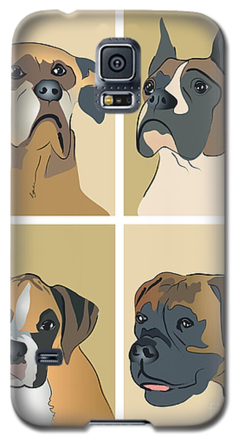 Dogs Galaxy S5 Case featuring the painting Boxer Dogs 4 up by Robyn Saunders