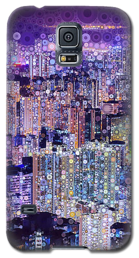 Hong Kong Galaxy S5 Case featuring the mixed media Bright Lights, Big City by Susan Maxwell Schmidt