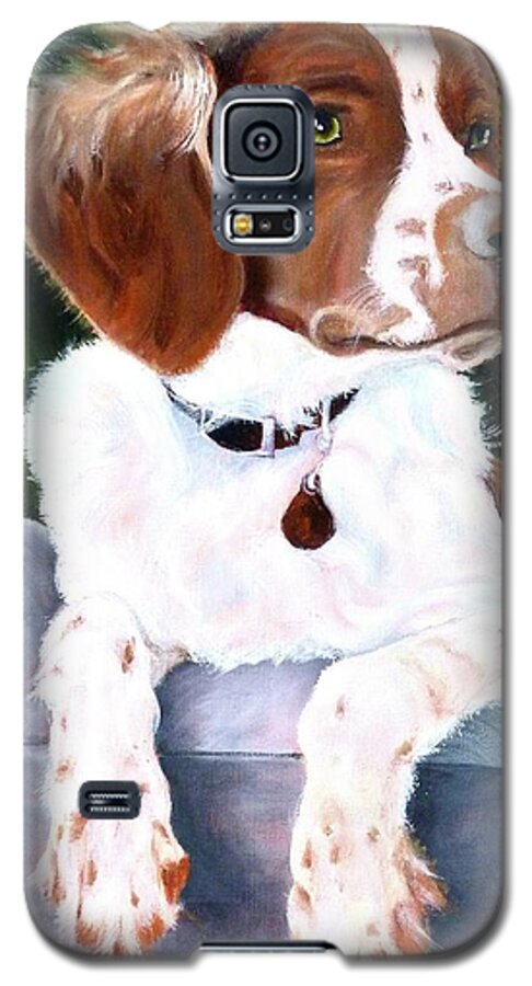 Spaniel Galaxy S5 Case featuring the painting Brittany Spaniel by Susan A Becker