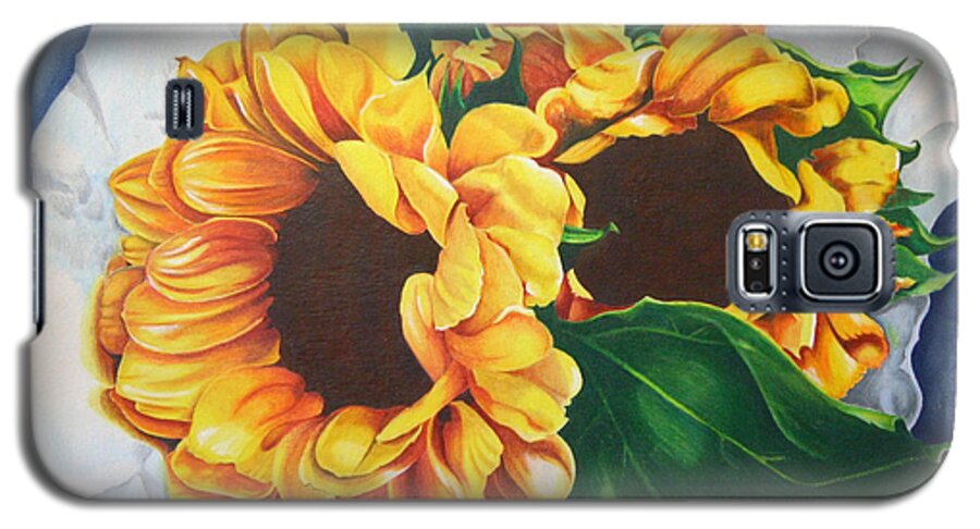 Sunflowers Galaxy S5 Case featuring the painting Brooklyn Sun by Angela Armano