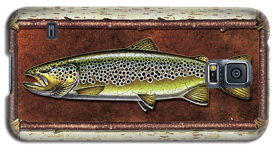 Trout Galaxy S5 Case featuring the painting Brown Trout Lodge by JQ Licensing