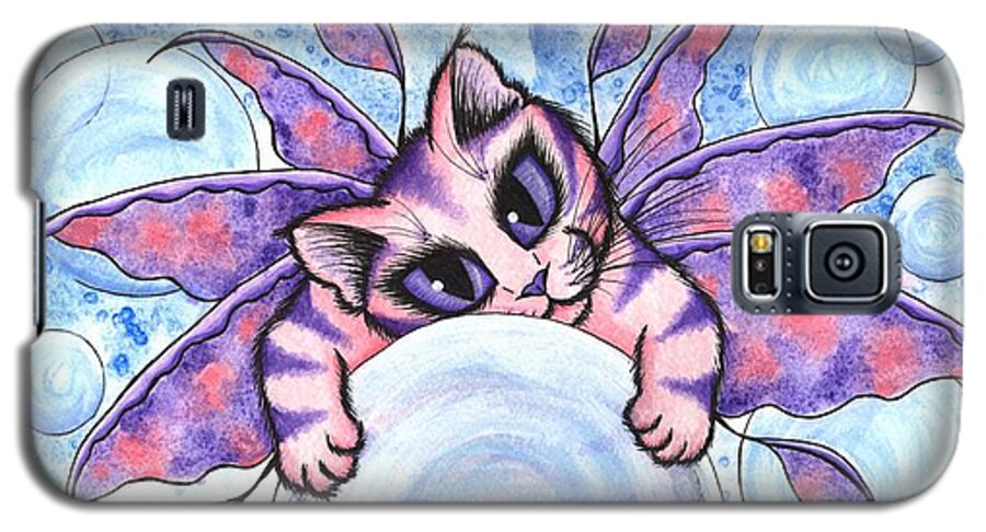 Bubbles Cute Cat Galaxy S5 Case featuring the painting Bubble Fairy Kitten by Carrie Hawks