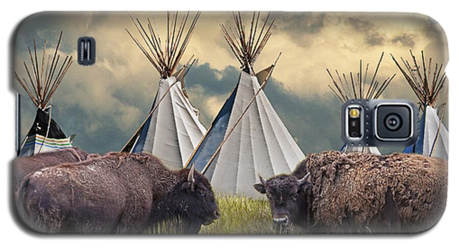 Native Galaxy S5 Case featuring the photograph Buffalo Herd on the Reservation by Randall Nyhof