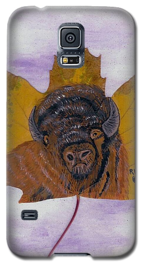 Wildlife Galaxy S5 Case featuring the painting Buffalo profile by Ralph Root