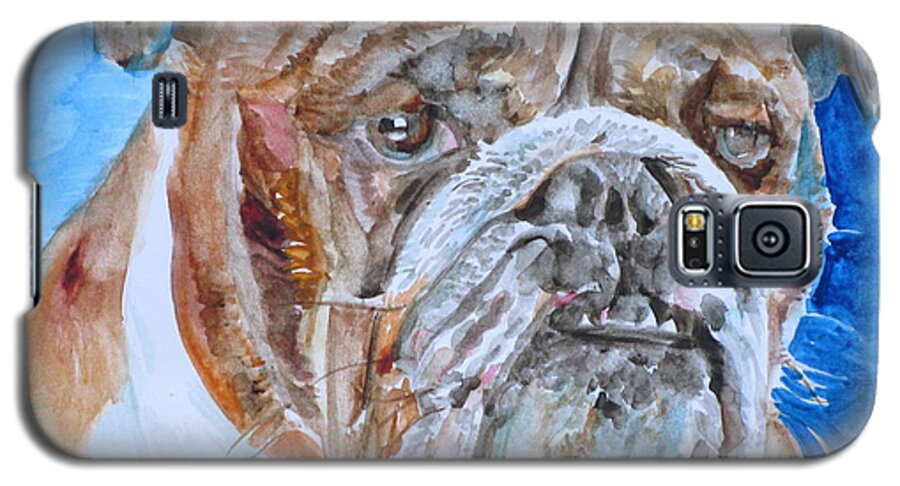 Bulldog Galaxy S5 Case featuring the painting BULLDOG - watercolor portrait.8 by Fabrizio Cassetta