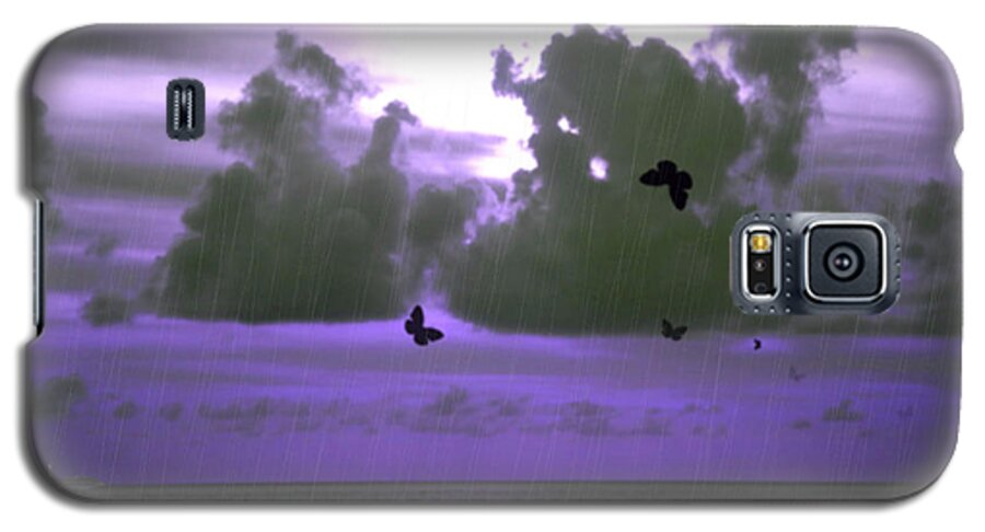 Sky Galaxy S5 Case featuring the photograph Butterfly Dreams and a Purple Sky by Rosalie Scanlon