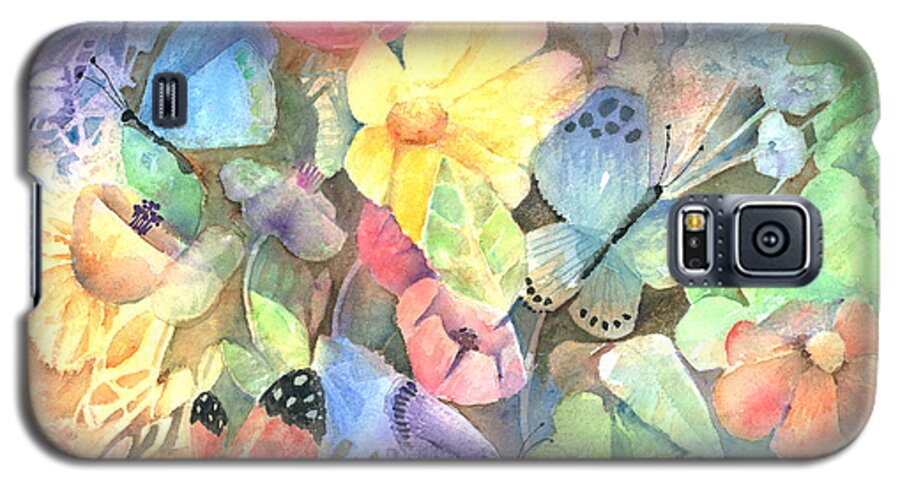 Flower Galaxy S5 Case featuring the painting Butterfly Garden by Arline Wagner