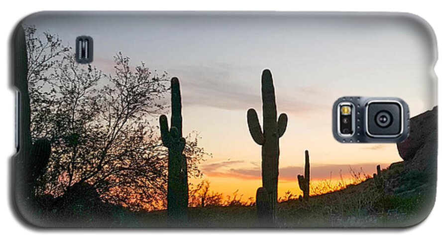 Cactus Sunset Saguaro Desert Arizona Galaxy S5 Case featuring the photograph Cactus Sunset by Ken Arcia