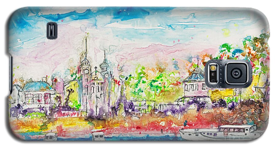 Landscape Galaxy S5 Case featuring the painting Canal Side by Gary DeBroekert