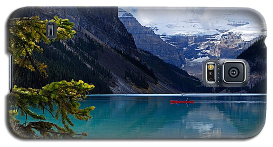 Lake Louise Galaxy S5 Case featuring the photograph Canoe on Lake Louise by Larry Ricker