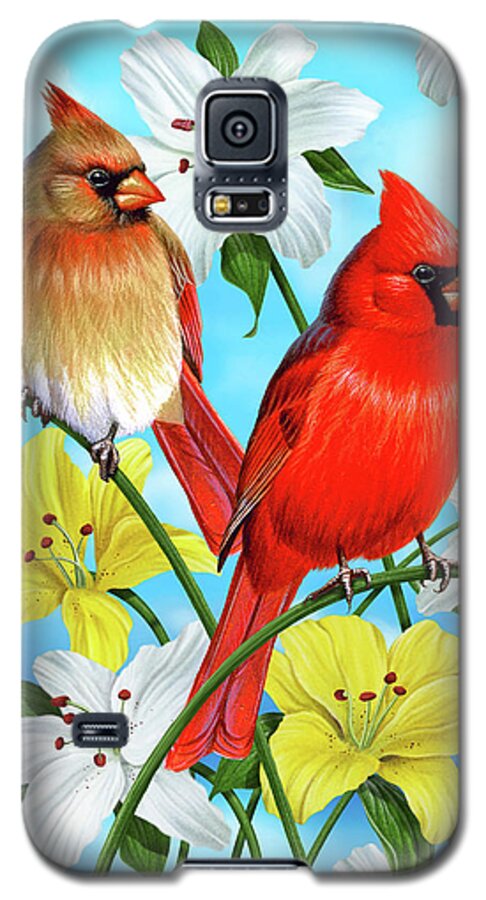 Cardinal Galaxy S5 Case featuring the painting Cardinal Day by JQ Licensing