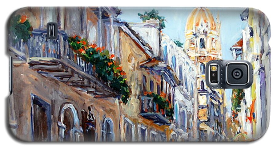 Cityscape Galaxy S5 Case featuring the painting Cartagena Colombia by Ingrid Dohm