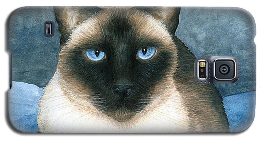 Cat Galaxy S5 Case featuring the painting Cat 547 Siamese by Lucie Dumas