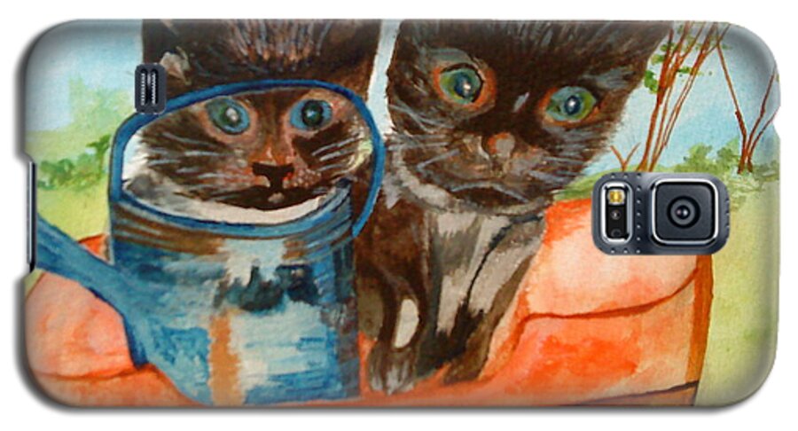 Cats Galaxy S5 Case featuring the painting Cat Mischief by Paula Maybery