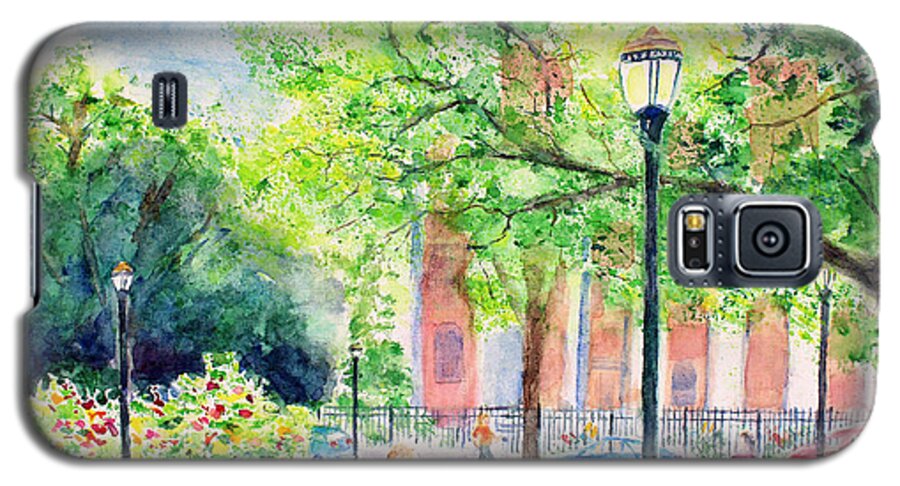 City Galaxy S5 Case featuring the painting Cathedral Square in Spring by Jerry Fair