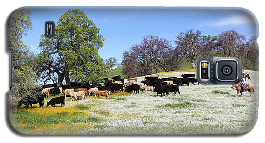 Cattle Galaxy S5 Case featuring the photograph Cattle N Flowers by Diane Bohna