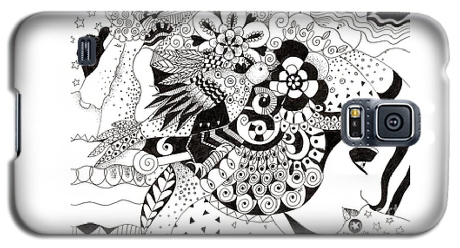 Black And White Ink Drawing Galaxy S5 Case featuring the drawing Ceilings and Floors 1 by Helena Tiainen