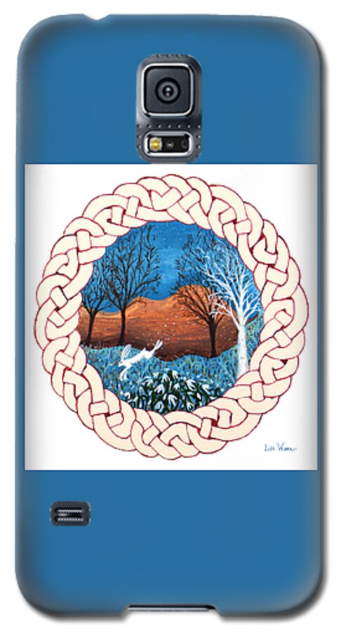 Lise Winne Galaxy S5 Case featuring the painting Celtic Knot with Bunny by Lise Winne