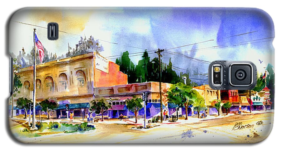 Auburn California Galaxy S5 Case featuring the painting Central Square Auburn by Joan Chlarson