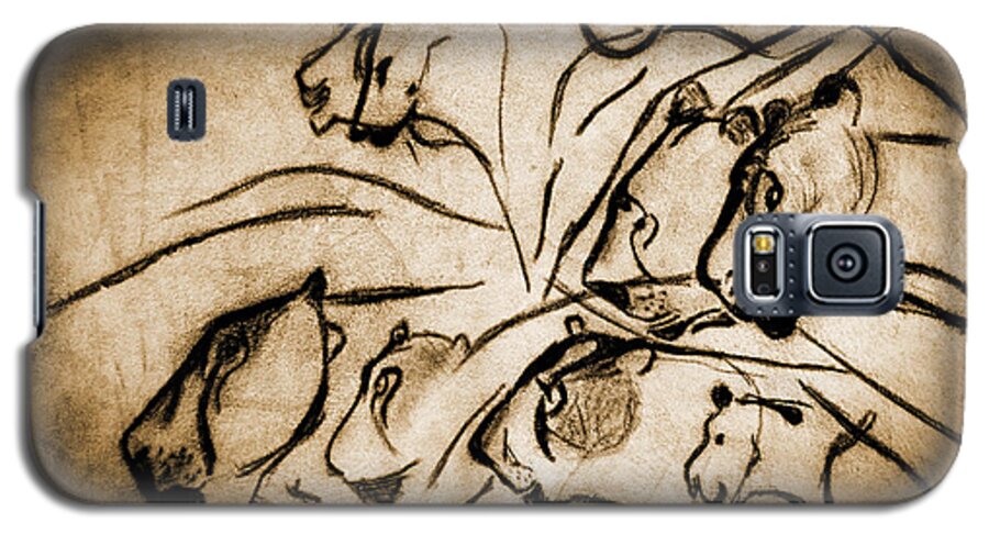 Chauvet Cave Lions Galaxy S5 Case featuring the photograph Chauvet Cave Lions Burned Leather by Weston Westmoreland