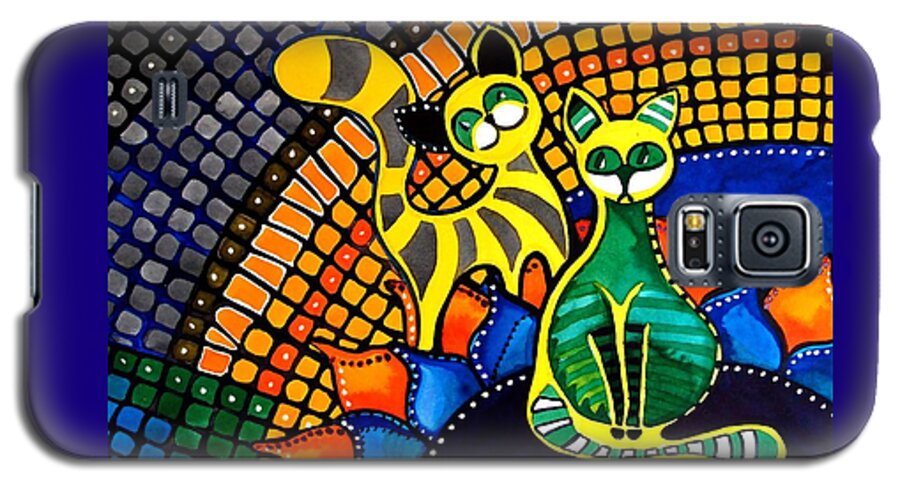 For Kids Galaxy S5 Case featuring the painting Cheer Up My Friend - Cat Art by Dora Hathazi Mendes by Dora Hathazi Mendes