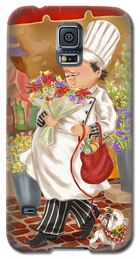 Chef Galaxy S5 Case featuring the mixed media Chefs Go to Market II by Shari Warren
