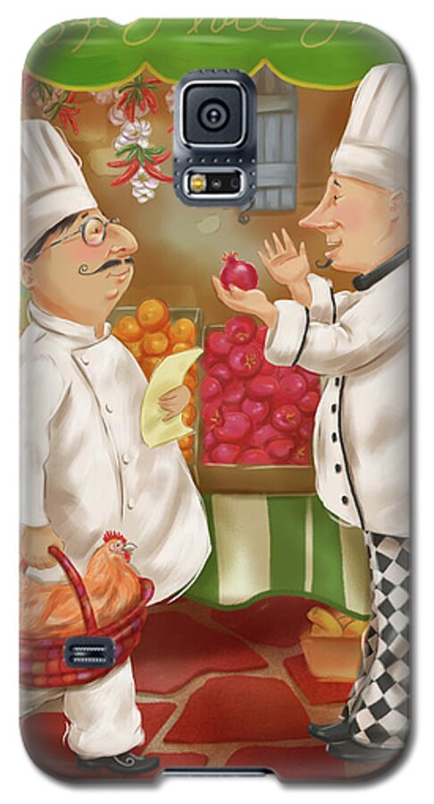 Chef Galaxy S5 Case featuring the mixed media Chefs Go to Market IV by Shari Warren