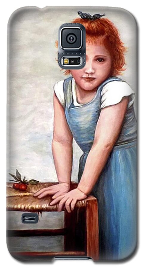 Girl Galaxy S5 Case featuring the painting Cherries by Judy Kirouac