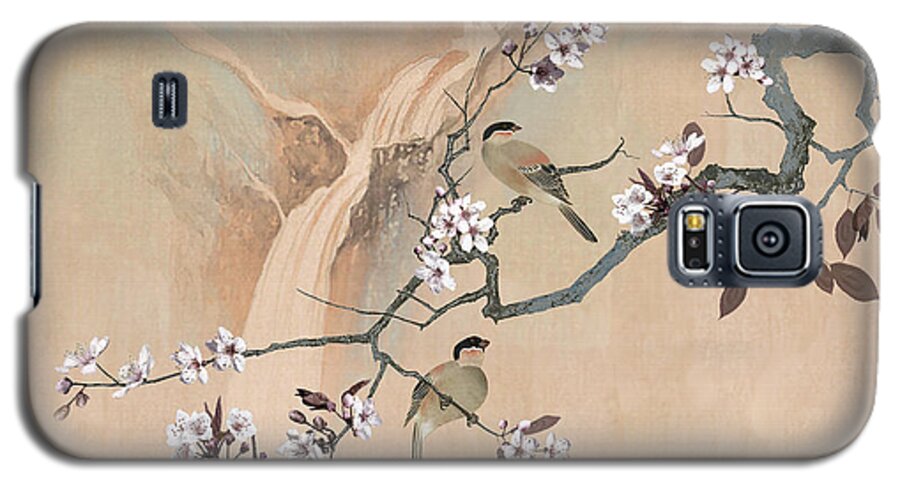 Birds Galaxy S5 Case featuring the digital art Cherry Blossom Tree And Two Birds by M Spadecaller