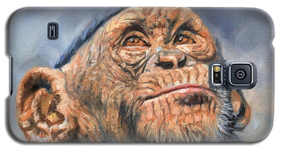 Chimp Galaxy S5 Case featuring the painting Chimp by David Stribbling