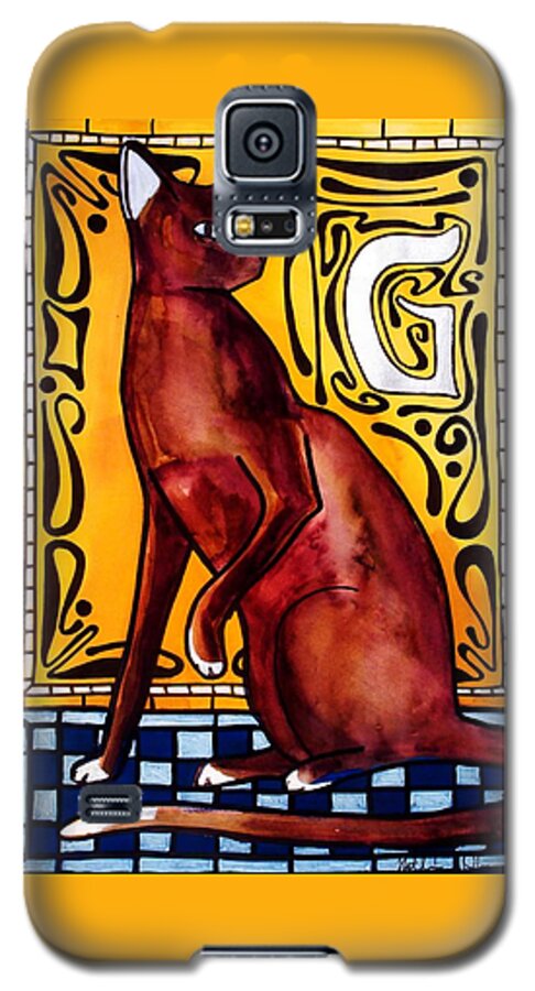 Chocolate Delight Galaxy S5 Case featuring the painting Chocolate Delight - Havana Brown Cat - Cat Art by Dora Hathazi Mendes by Dora Hathazi Mendes