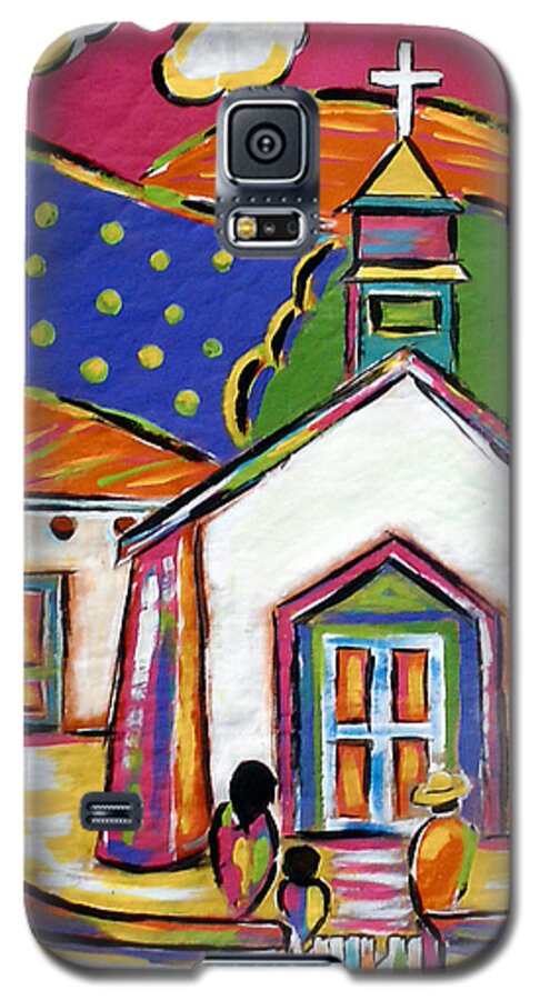 Church Galaxy S5 Case featuring the painting Church in Blanco by Jan Oliver-Schultz