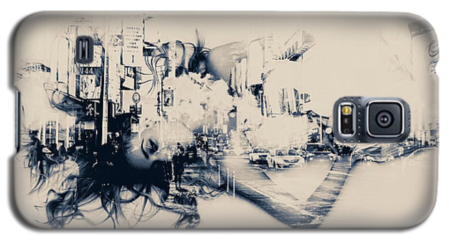 Monotone Galaxy S5 Case featuring the digital art City Girl Dreaming by Chris Armytage